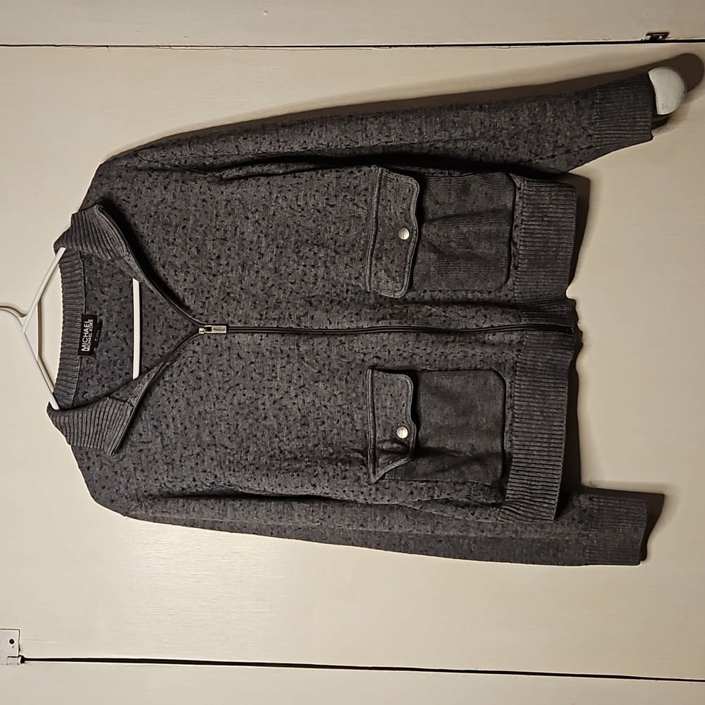 Michael Michael Kors gray zip up sweater jacket size medium